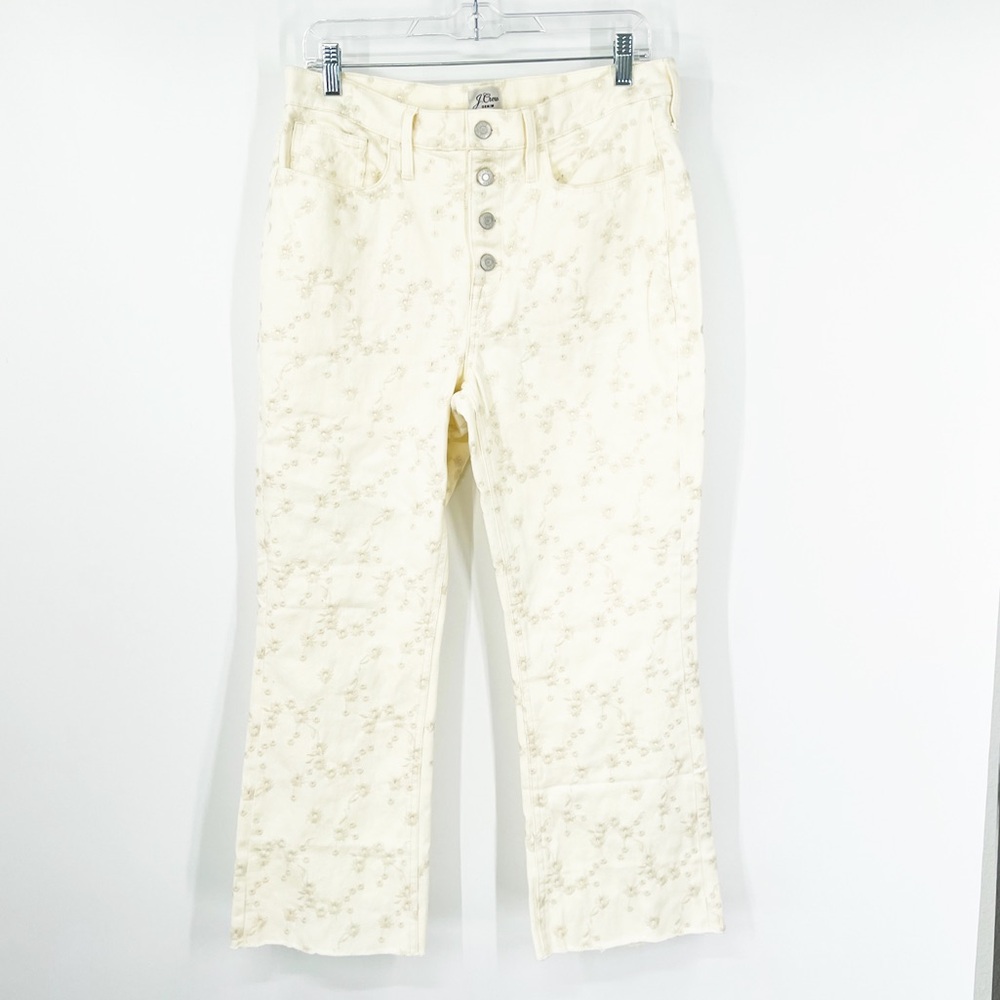 J. Crew 10” Billie Demi Boot Crop Jeans in Eyelet